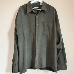 Bachrach Men’s Dark Green Button Down Long Sleeve Shirt Jacket Soft Thick XXL